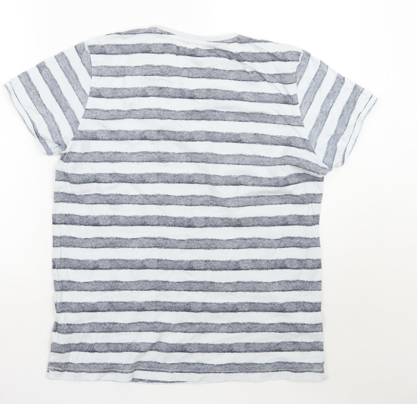 Livergy Mens White Striped   T-Shirt Size M