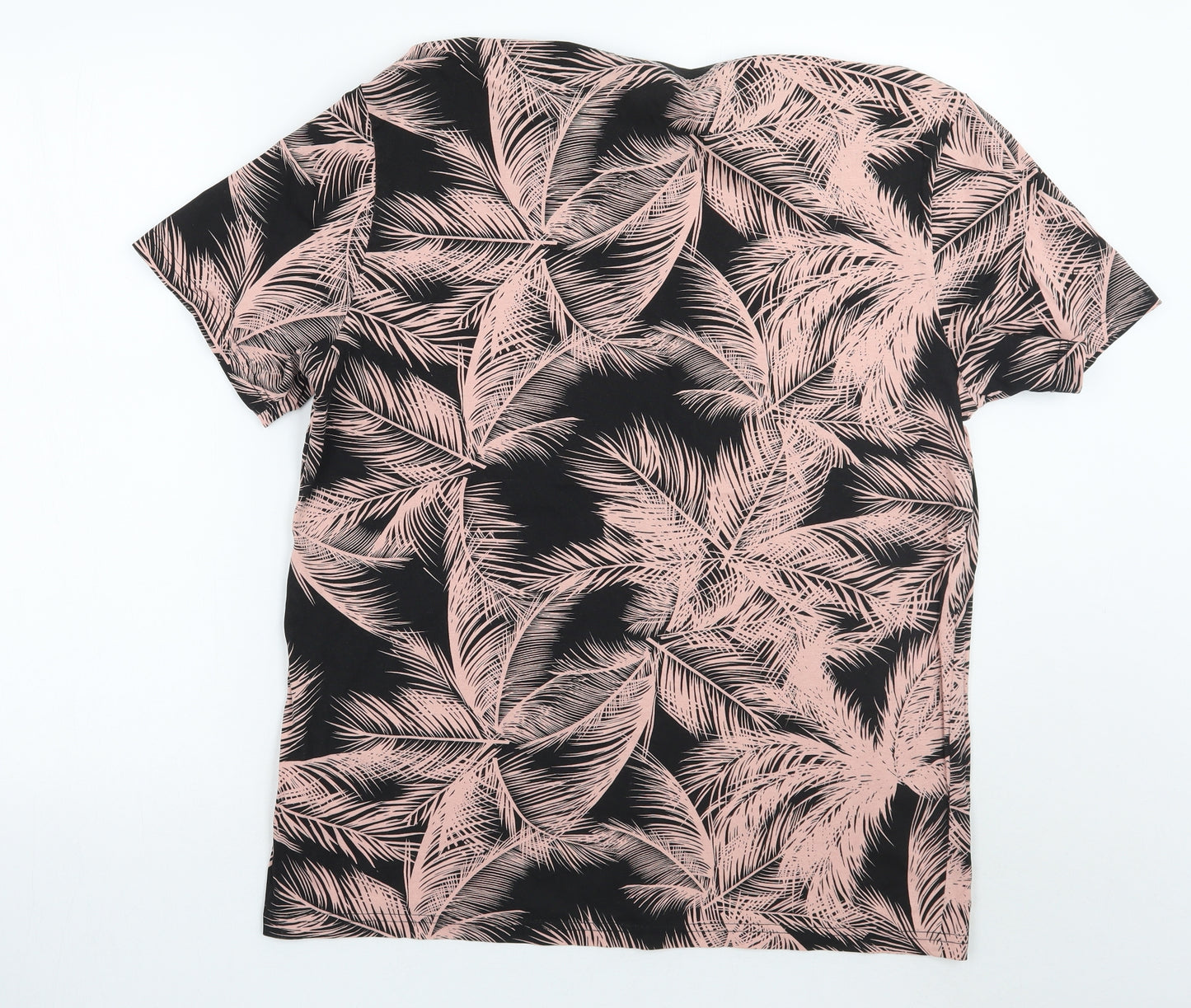 H&M Mens Black Floral   T-Shirt Size M