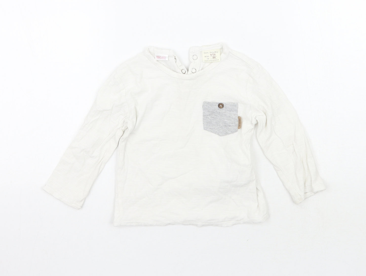 Zara Boys White   Basic T-Shirt Size 9-12 Months