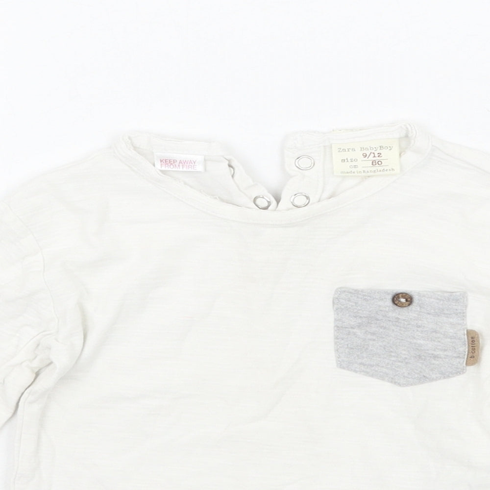 Zara Boys White   Basic T-Shirt Size 9-12 Months