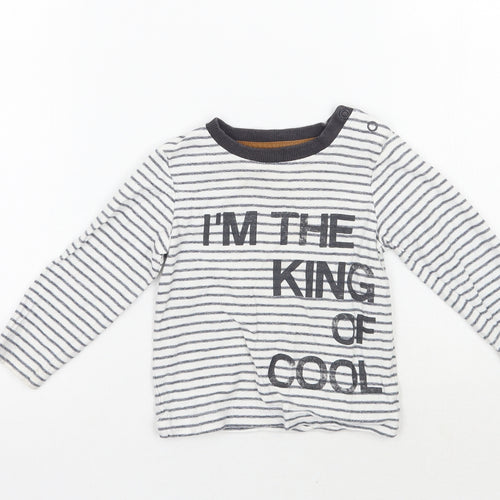 Nutmeg Boys White Striped  Basic T-Shirt Size 12 Months