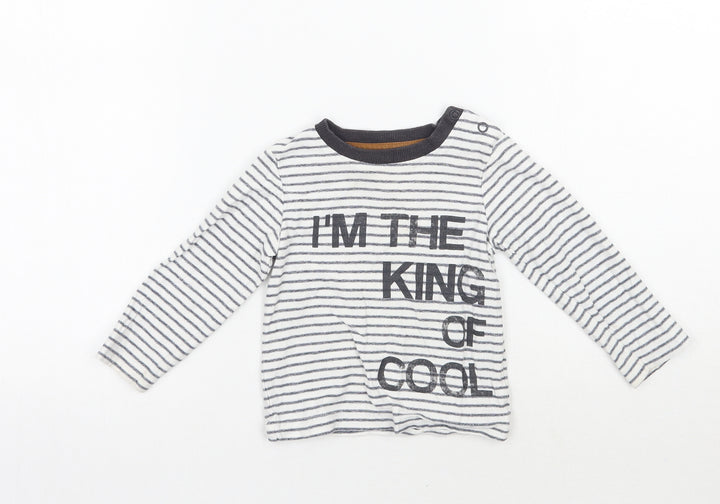 Nutmeg Boys White Striped Basic T-Shirt Size 12 Months