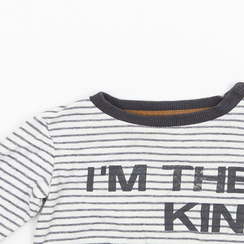 Nutmeg Boys White Striped  Basic T-Shirt Size 12 Months