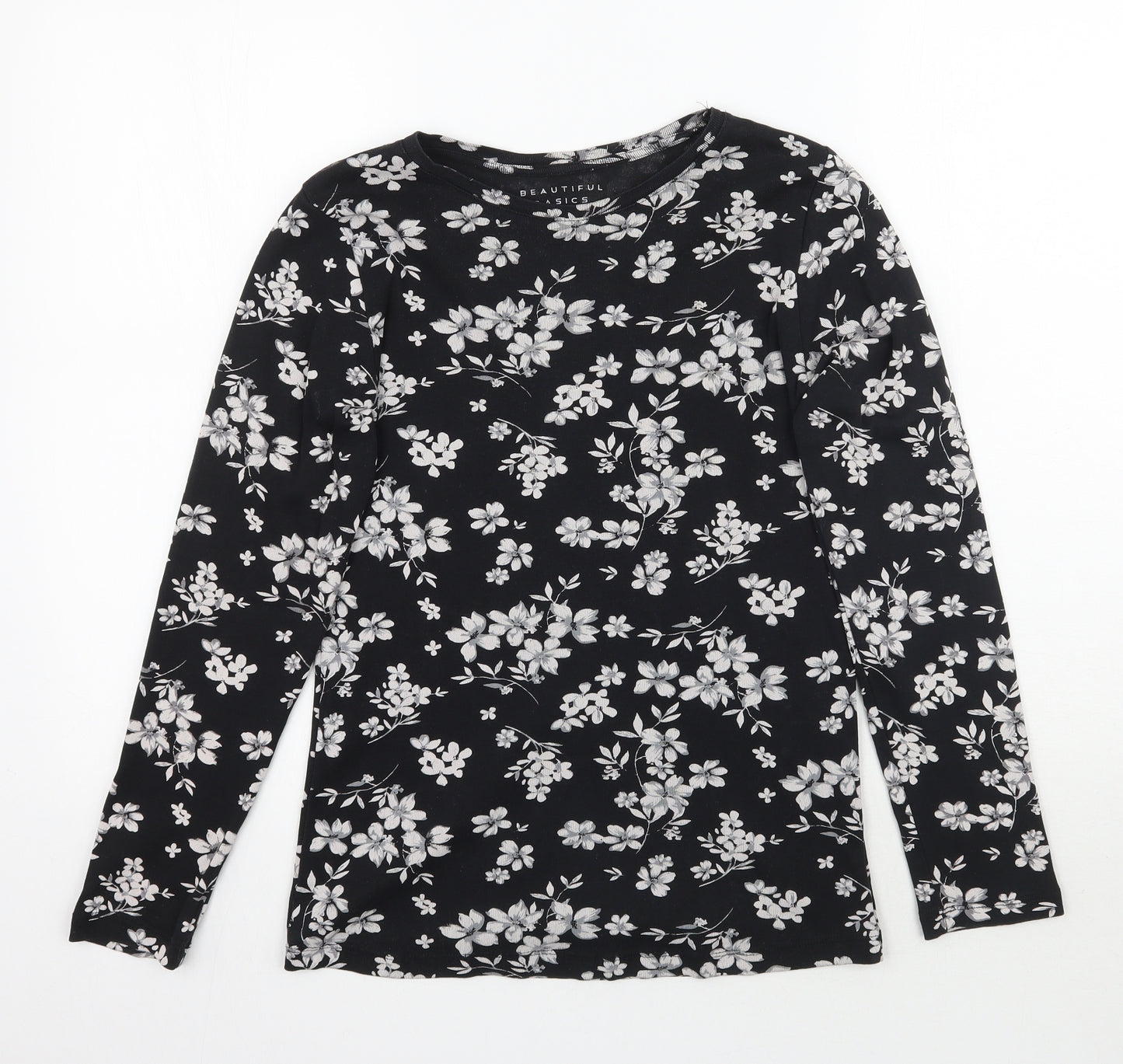 Primark Womens Black Floral  Basic T-Shirt Size 14