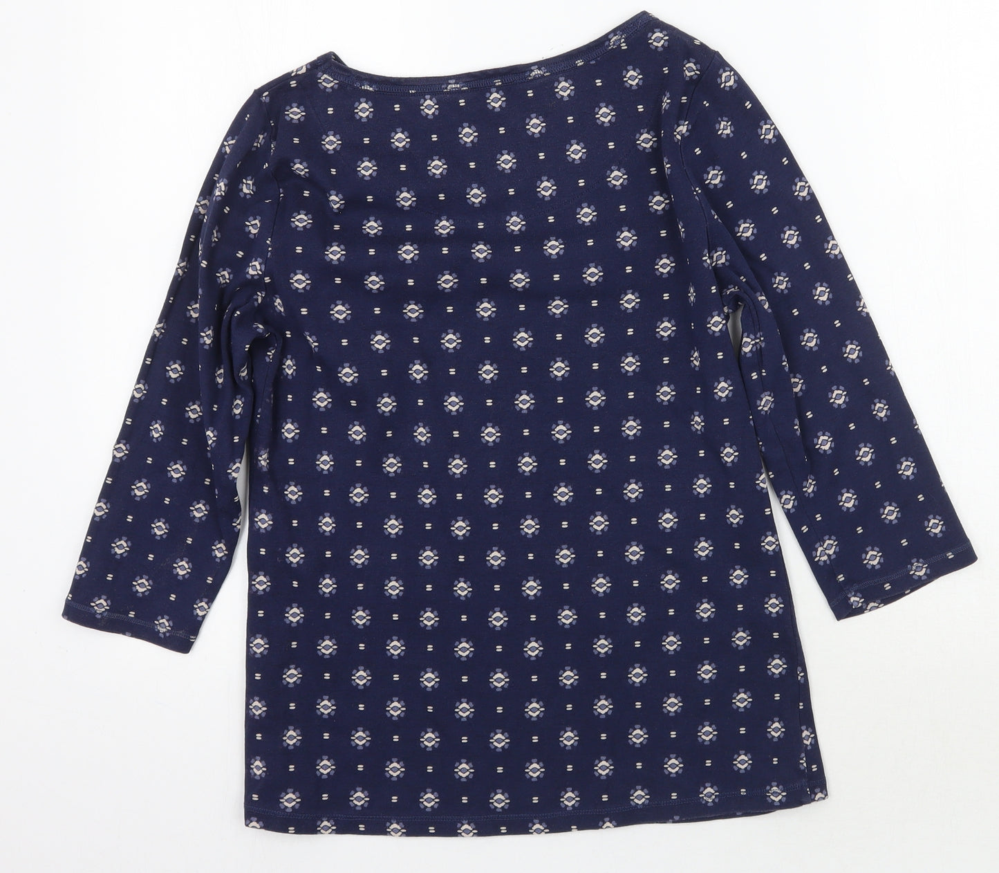 Marks and Spencer Womens Blue Geometric  Basic T-Shirt Size 14