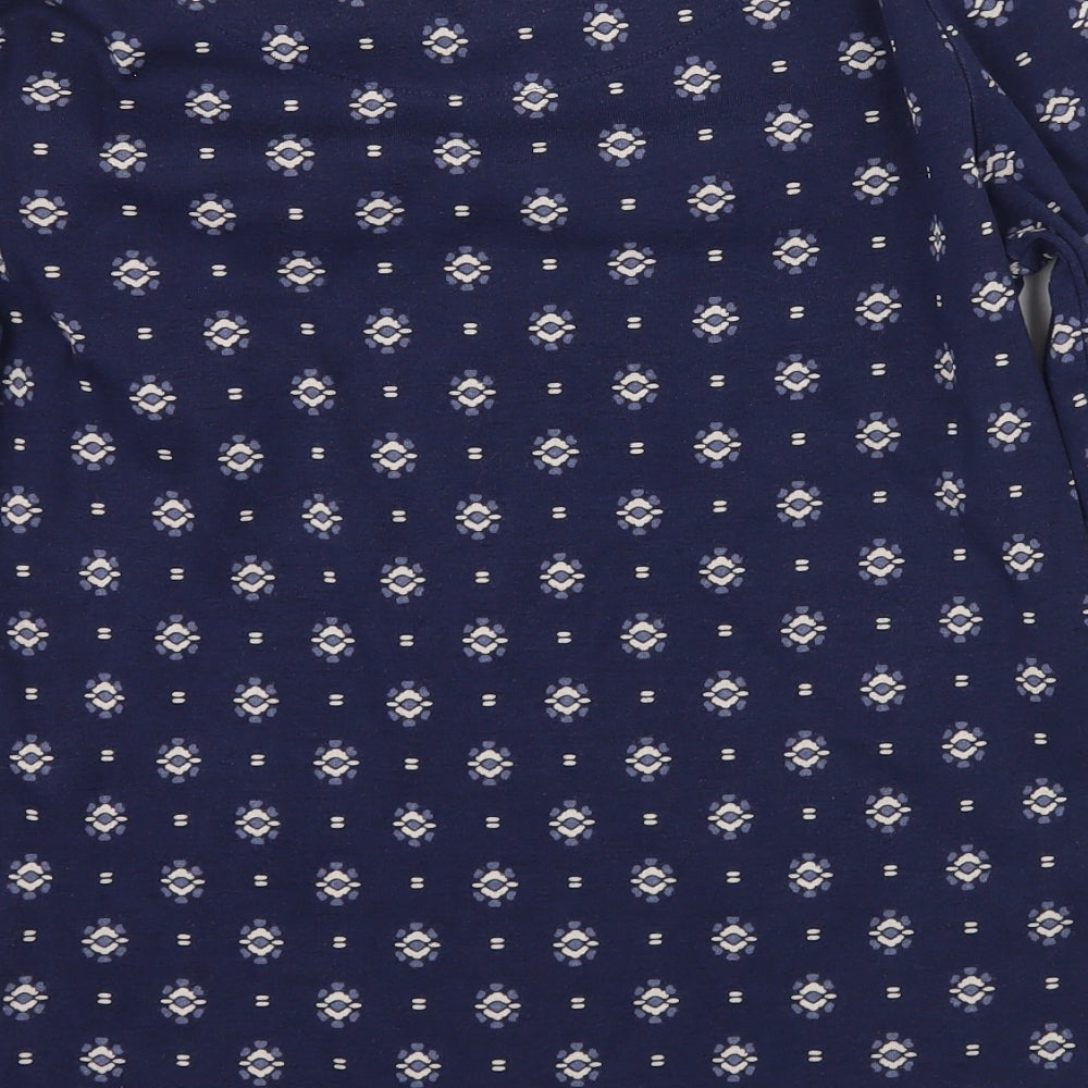 Marks and Spencer Womens Blue Geometric  Basic T-Shirt Size 14