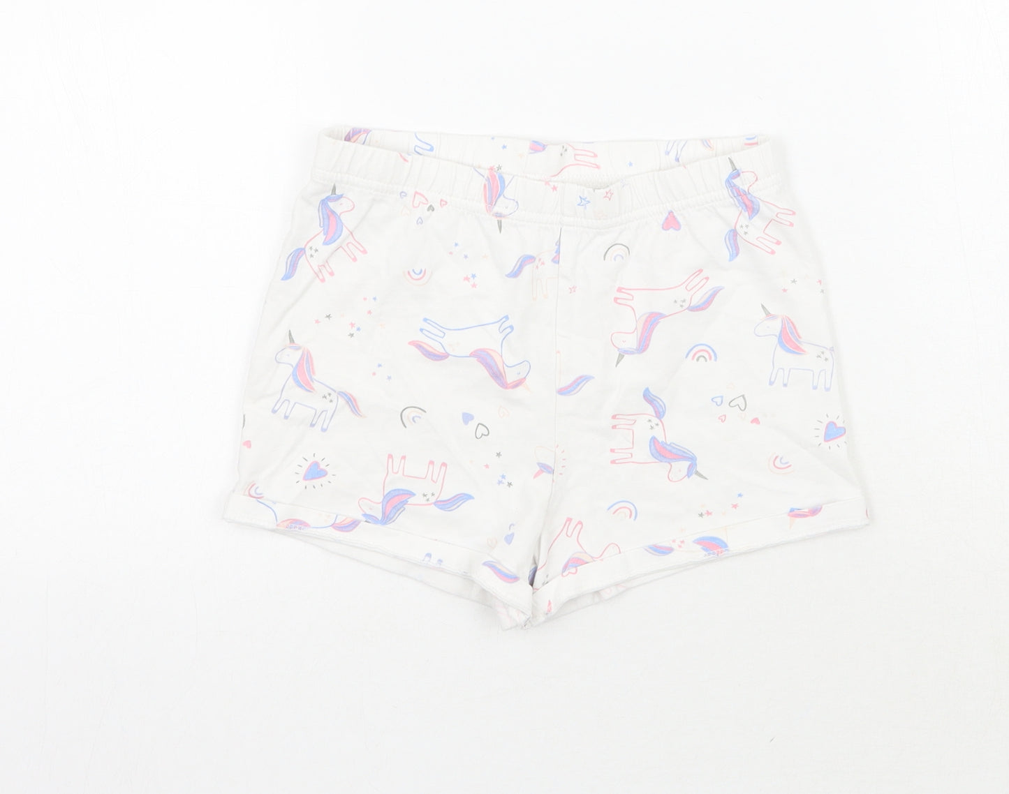George Girls White Geometric  Sweat Shorts Size 5-6 Years