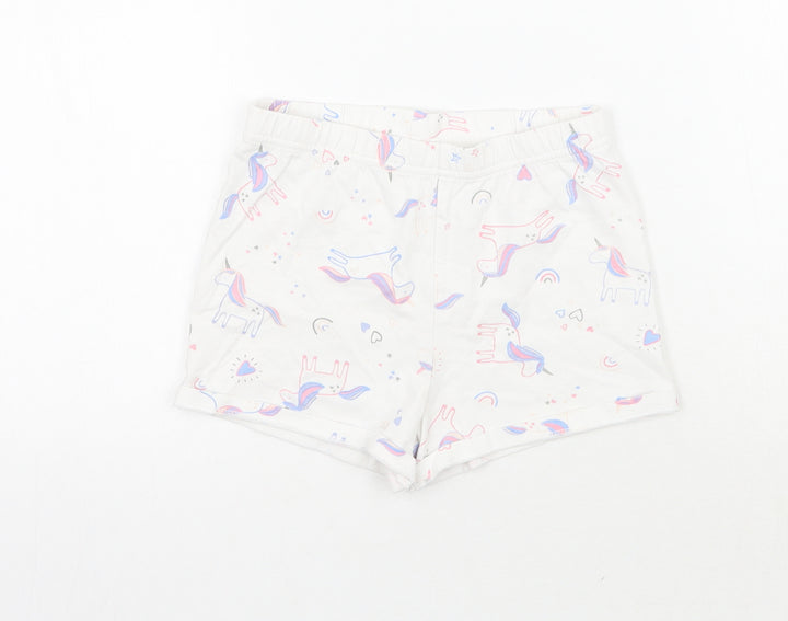 George Girls White Geometric  Sweat Shorts Size 5-6 Years