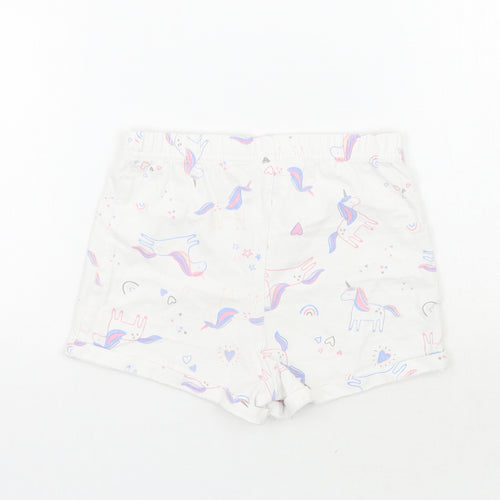 George Girls White Geometric  Sweat Shorts Size 5-6 Years