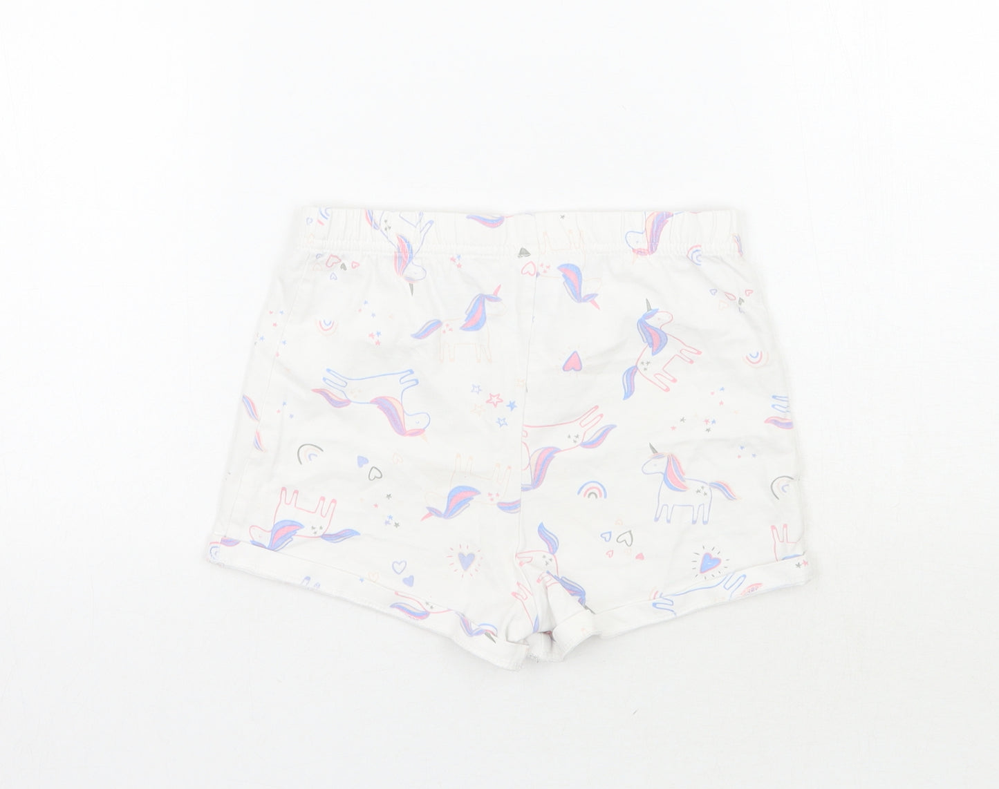 George Girls White Geometric  Sweat Shorts Size 5-6 Years