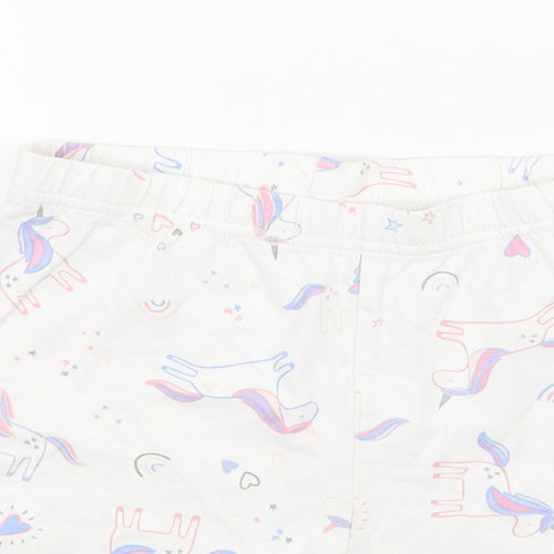 George Girls White Geometric  Sweat Shorts Size 5-6 Years