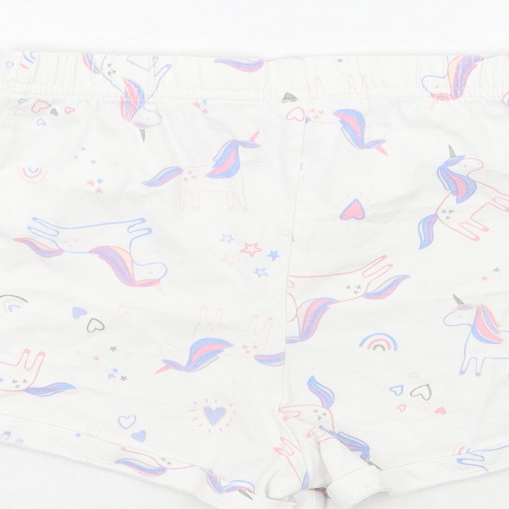 George Girls White Geometric  Sweat Shorts Size 5-6 Years