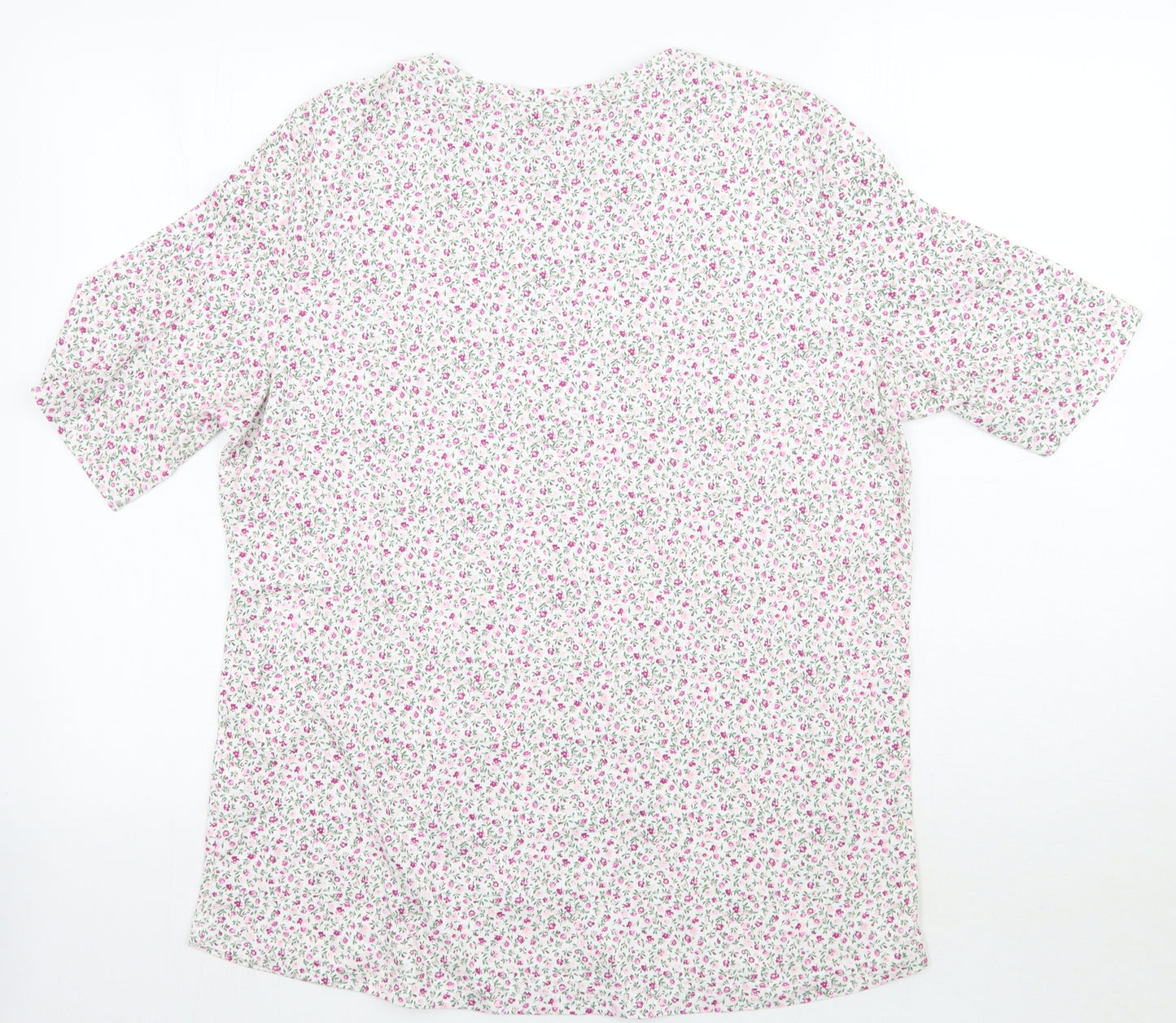 Country Collection Womens White Floral  Basic T-Shirt Size L