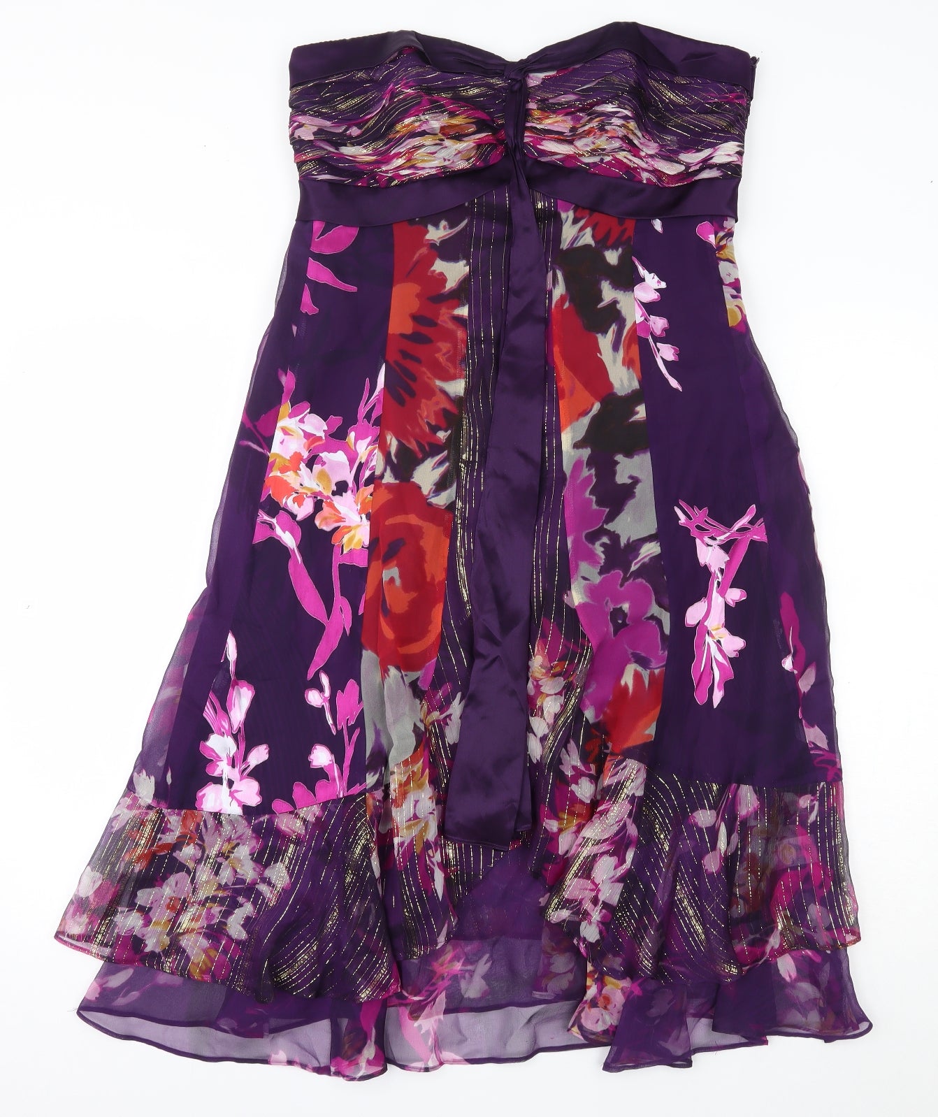 Monsoon Womens Purple Floral  A-Line  Size 14