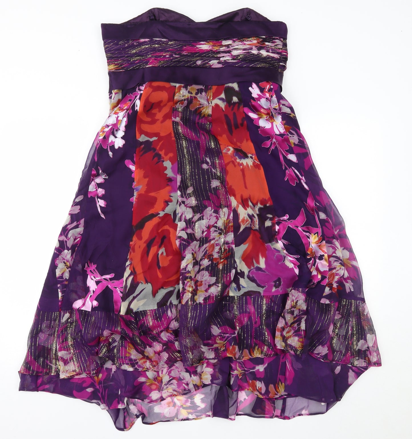Monsoon Womens Purple Floral  A-Line  Size 14