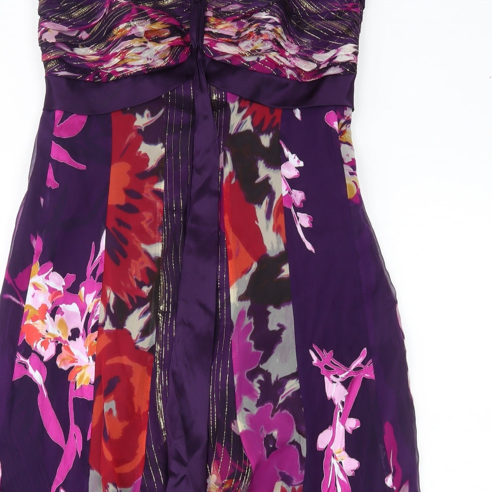 Monsoon Womens Purple Floral  A-Line  Size 14