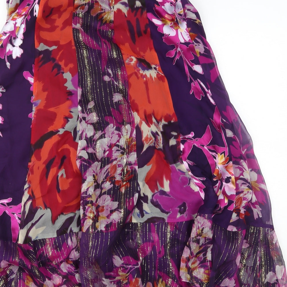 Monsoon Womens Purple Floral  A-Line  Size 14