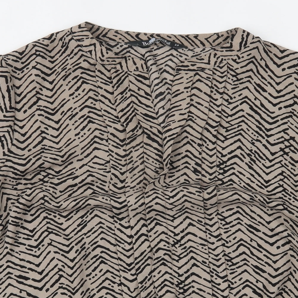 Bonmarché Womens Brown Striped  Basic Blouse Size 12