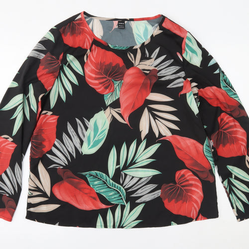 SheIn Womens Black Floral  Basic Blouse Size L