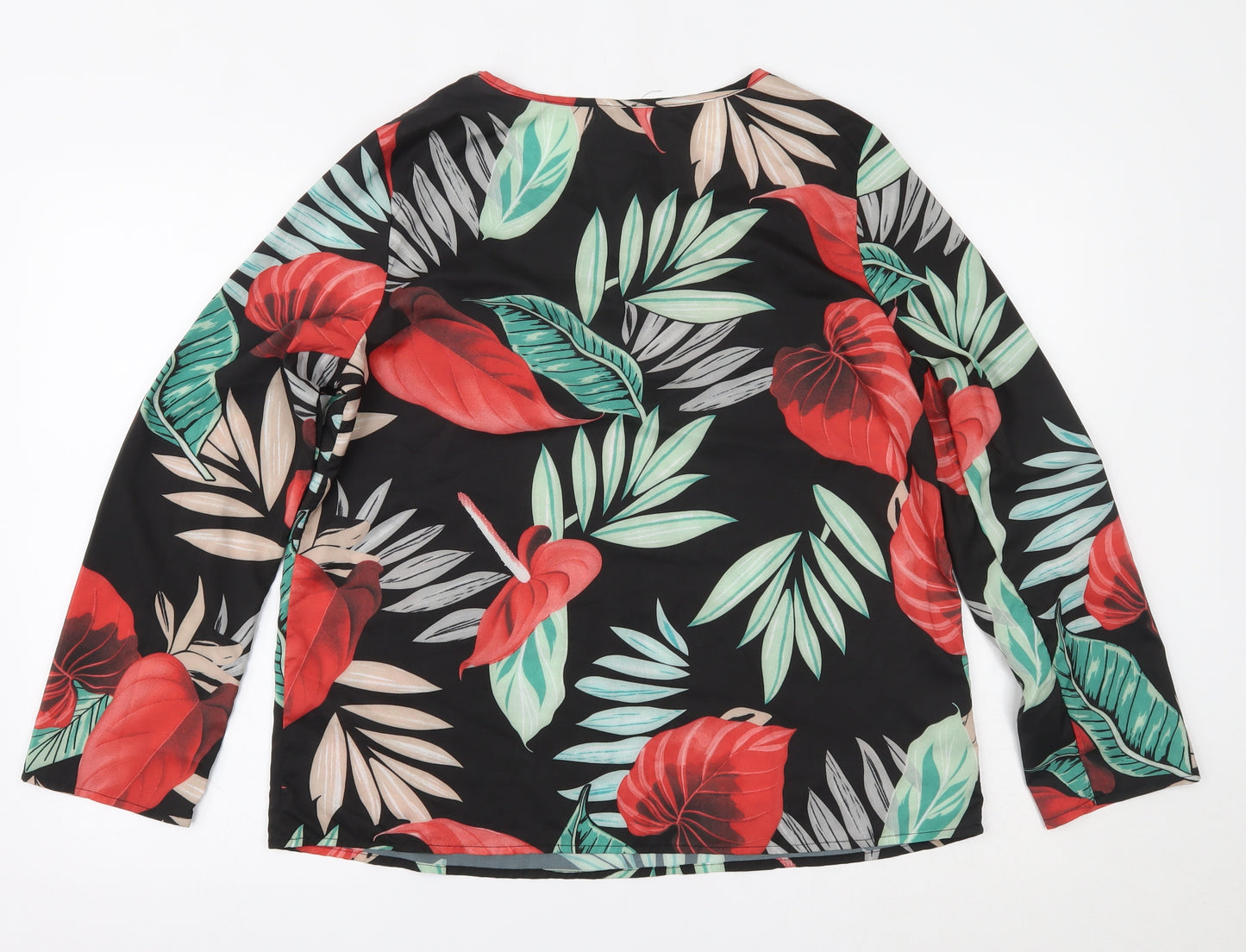 SheIn Womens Black Floral  Basic Blouse Size L
