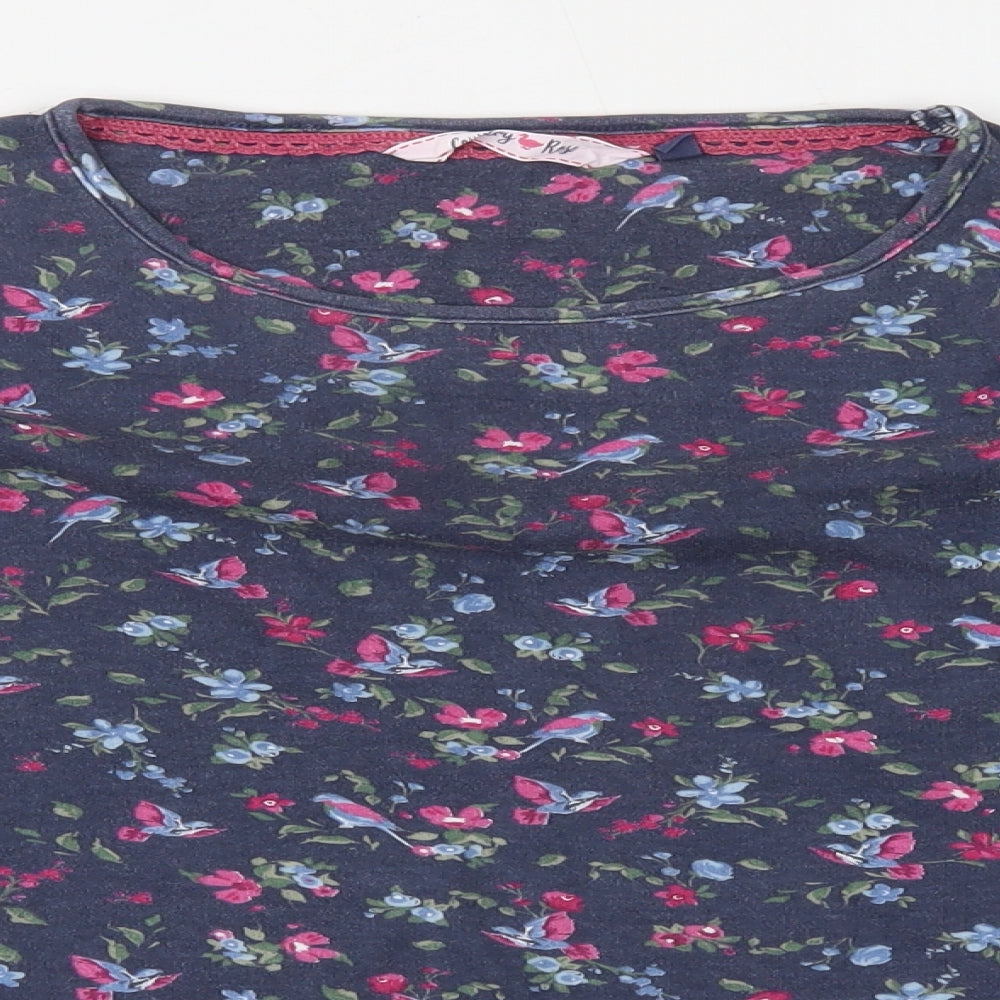 COUNTRY ROSE Womens Blue Floral  Basic T-Shirt Size M