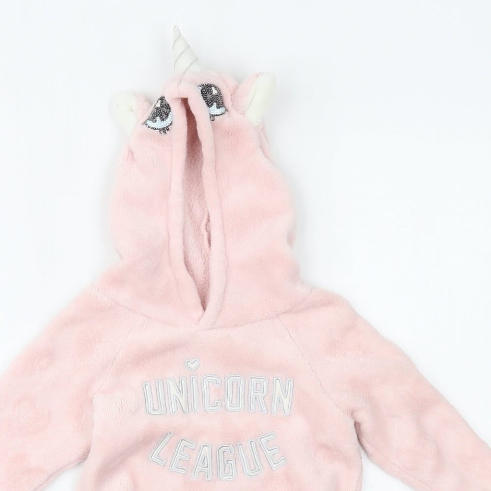 H&M Girls Pink   Pullover Hoodie Size 3-4 Years  - unicorn