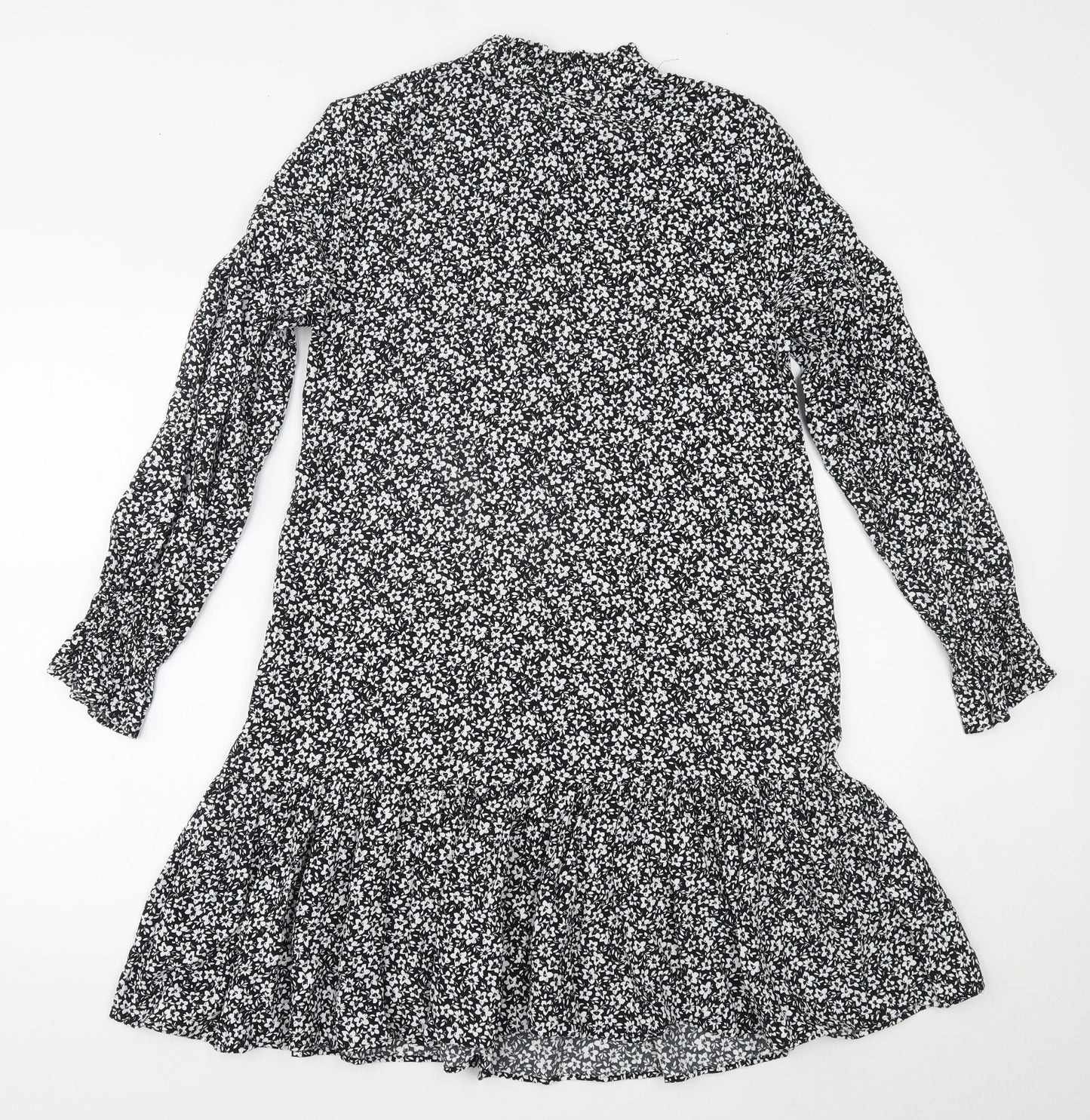 Marks and Spencer Womens Black Floral  A-Line  Size 10