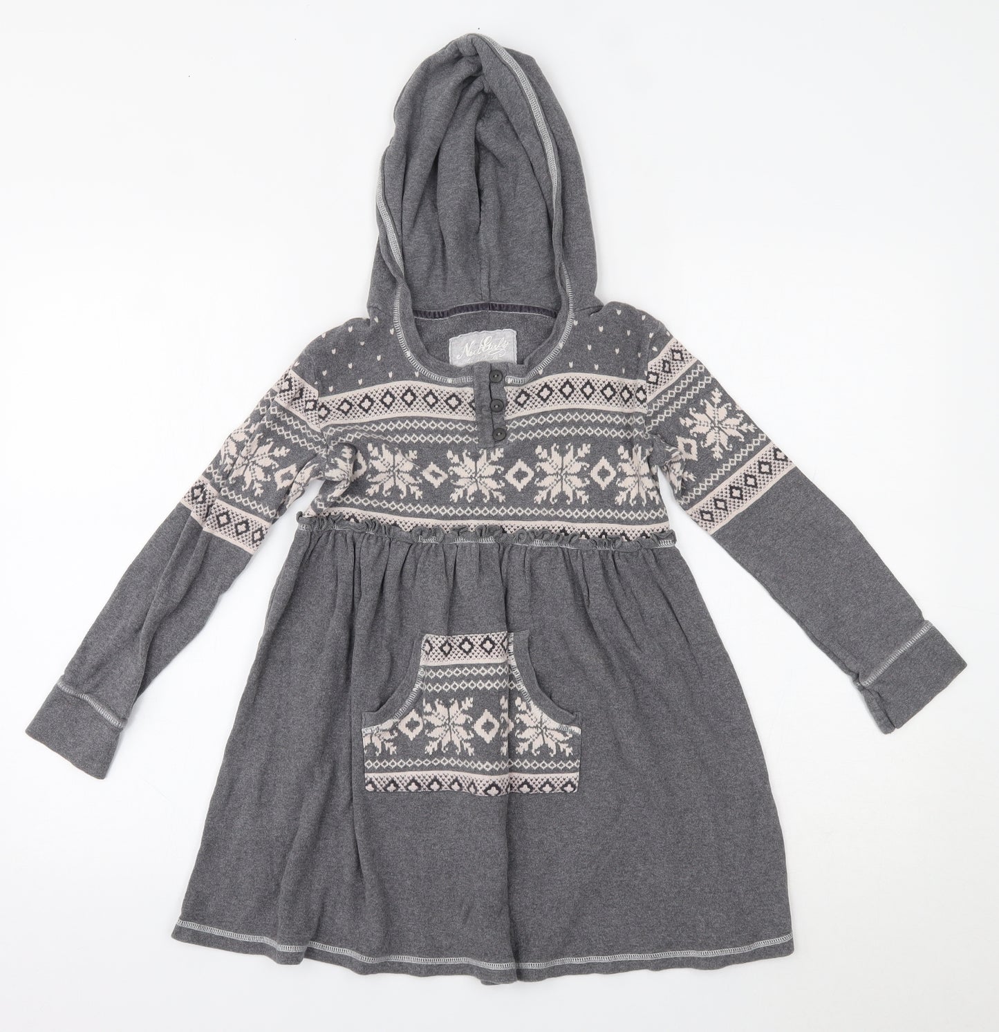 NEXT Girls Grey Fair Isle  A-Line  Size 9 Years