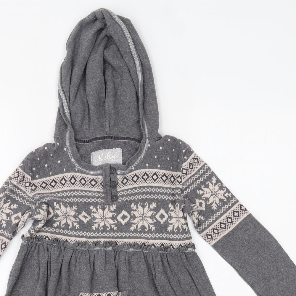 NEXT Girls Grey Fair Isle  A-Line  Size 9 Years