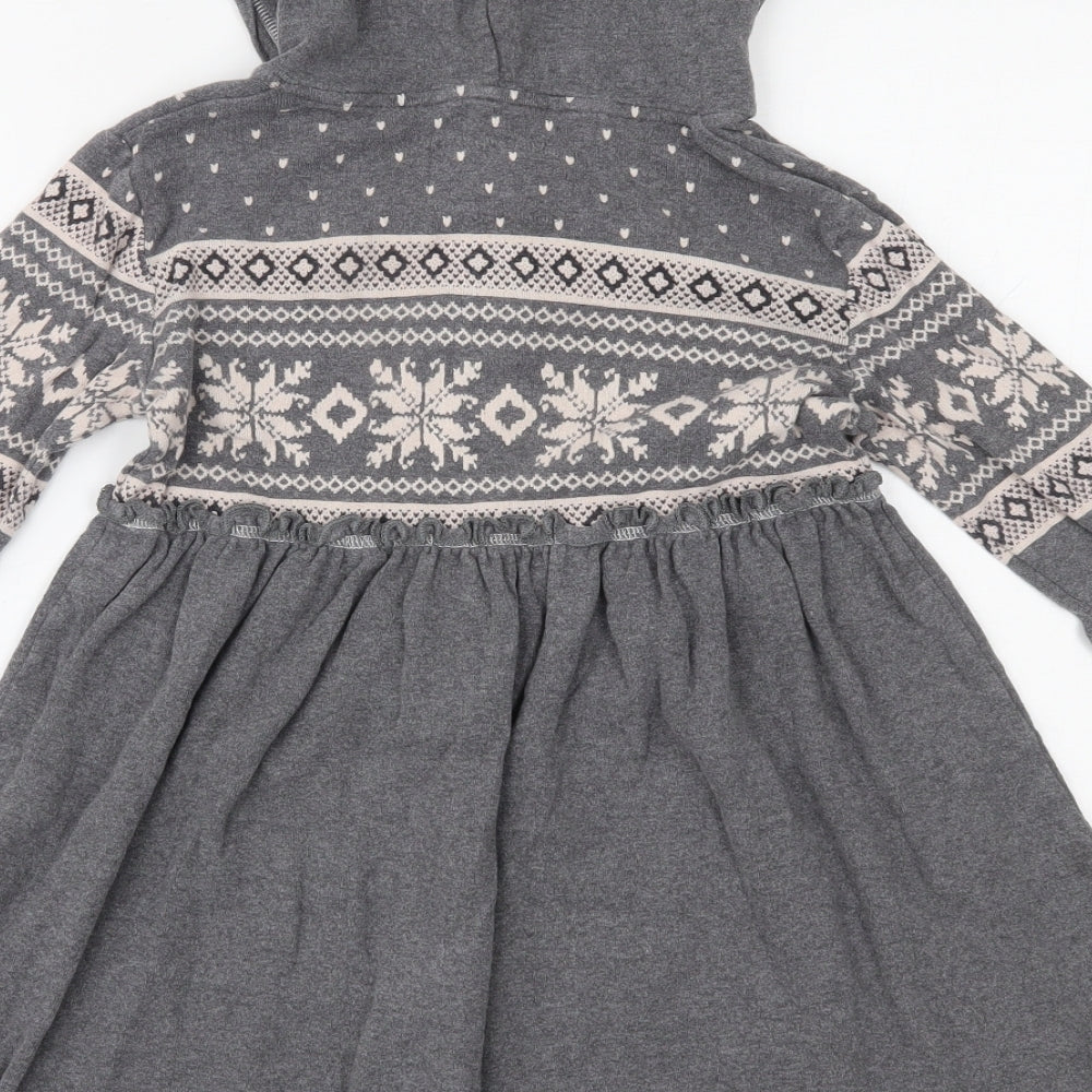 NEXT Girls Grey Fair Isle  A-Line  Size 9 Years