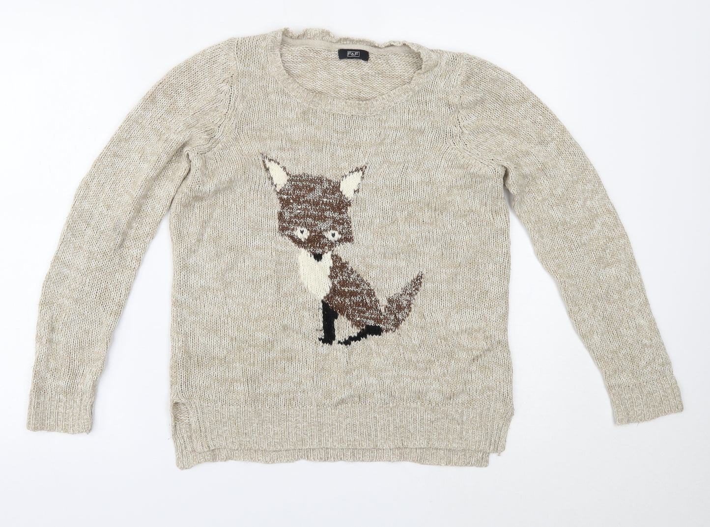 F&F Womens Beige   Pullover Jumper Size 8