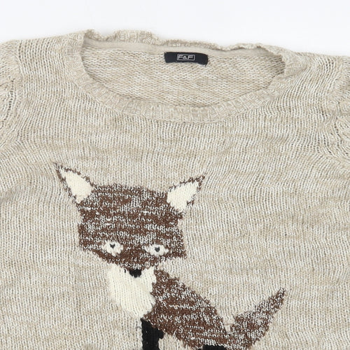 F&F Womens Beige   Pullover Jumper Size 8