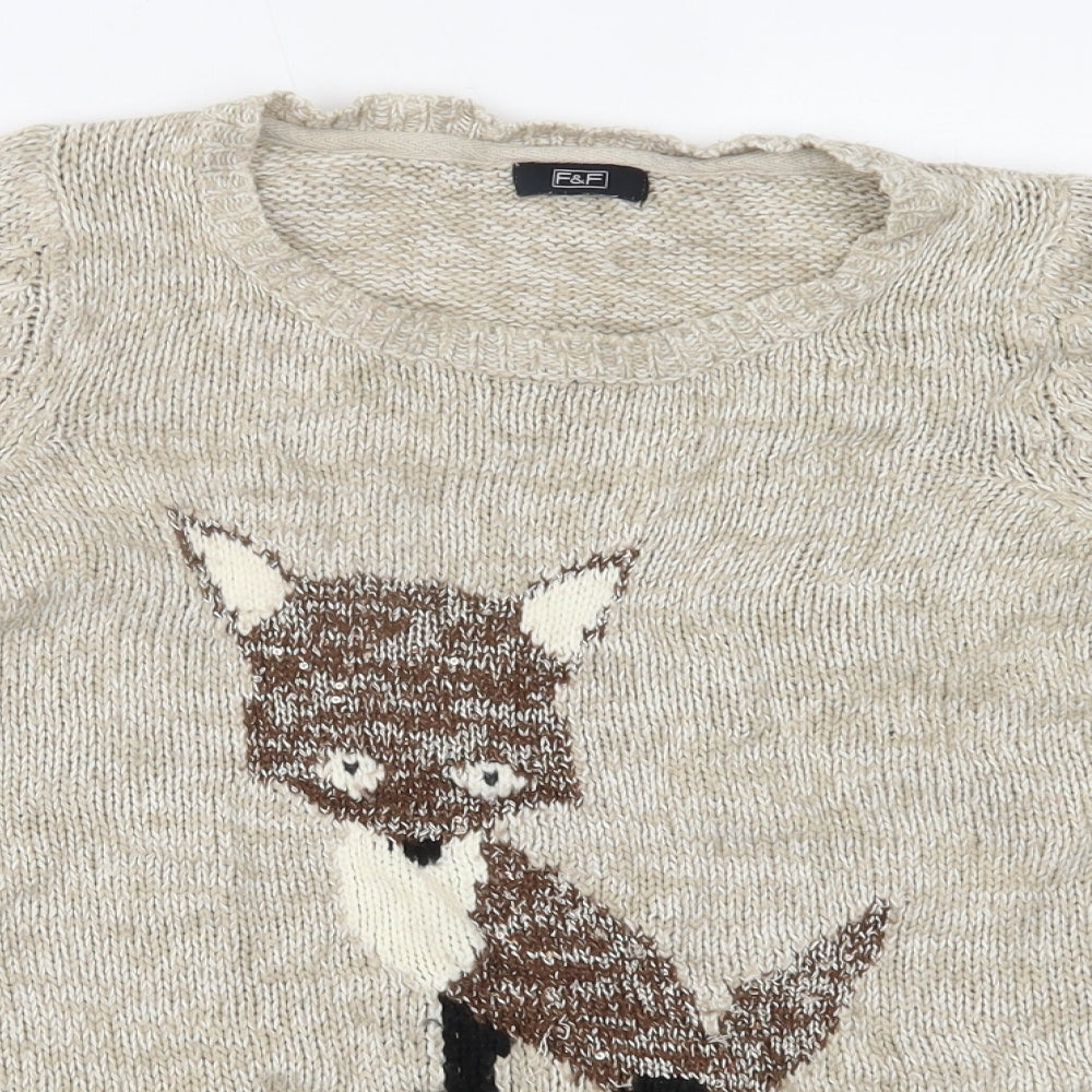 F&F Womens Beige   Pullover Jumper Size 8