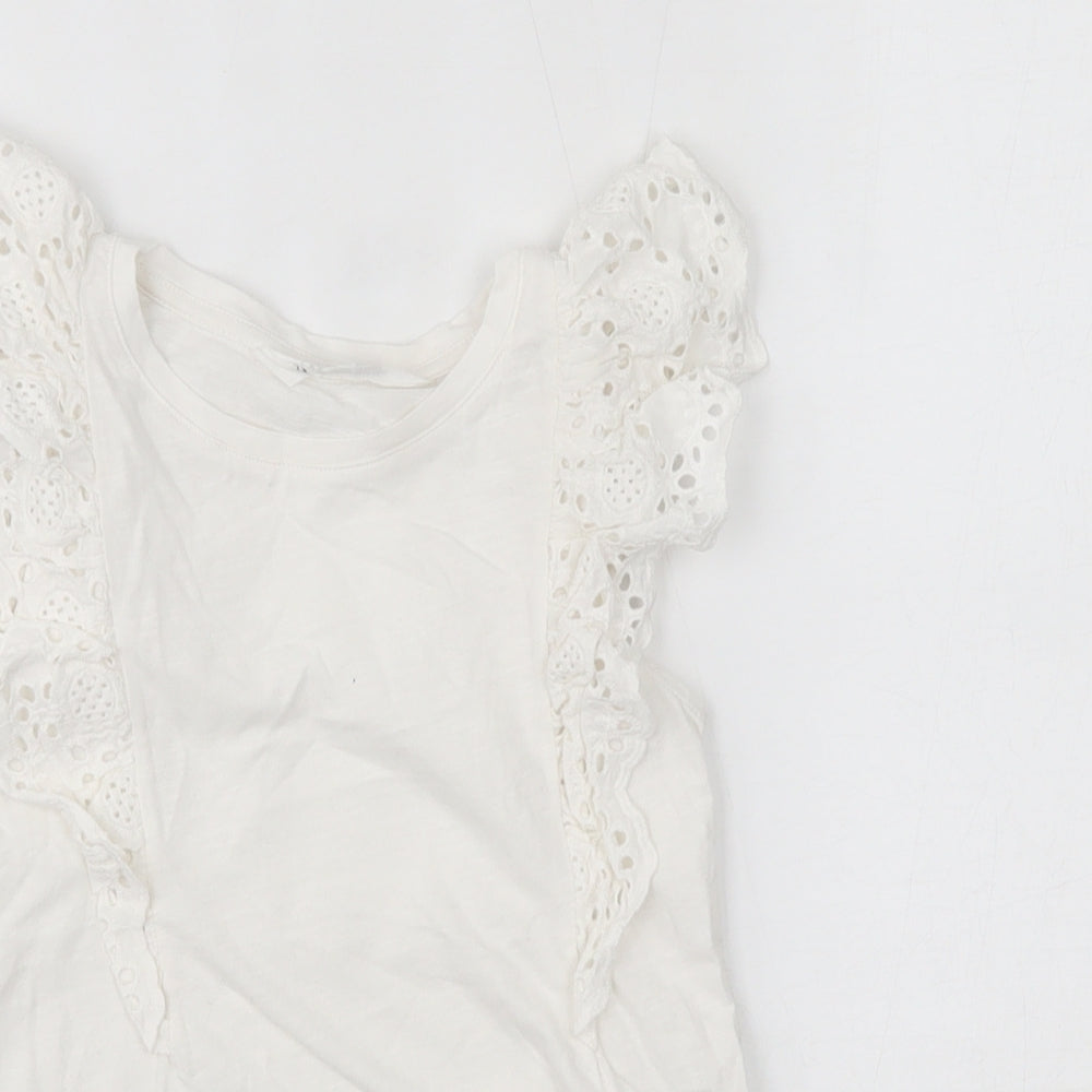 H&M Girls White   Basic T-Shirt Size 7-8 Years
