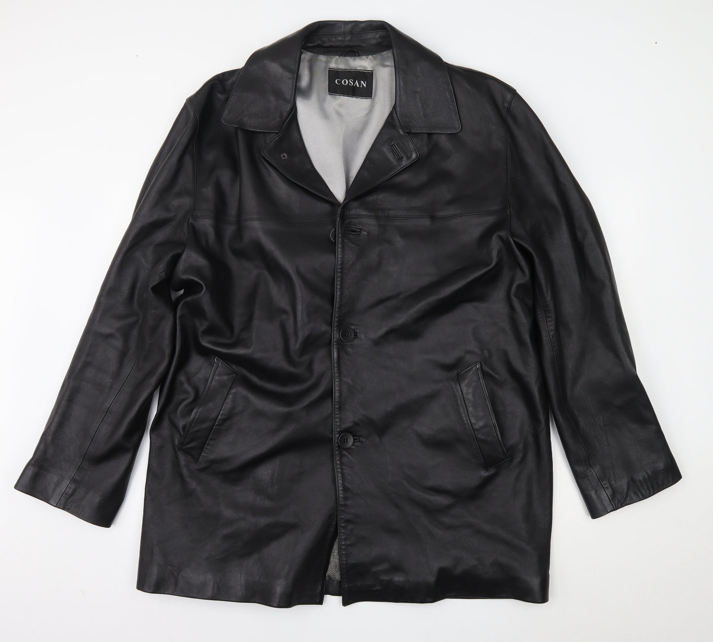 cosan Mens Black   Overcoat Coat Size 2XL