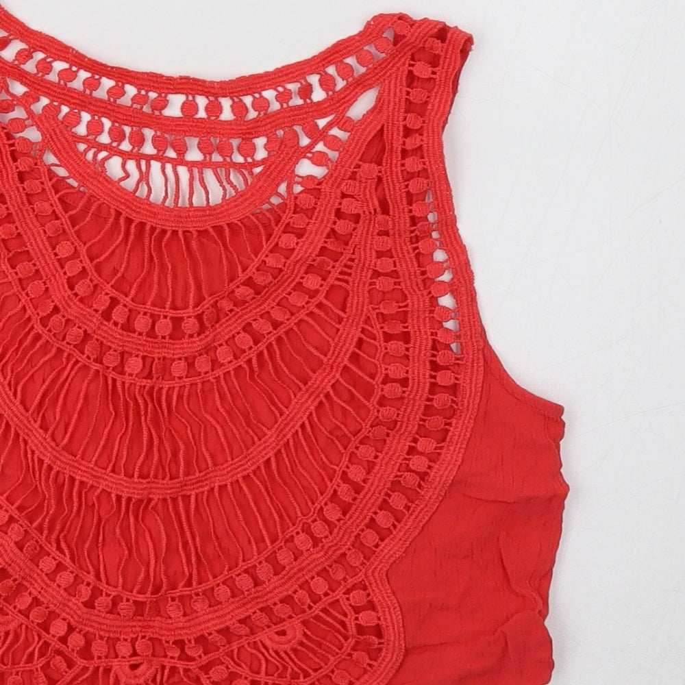 H&M Womens Red   Cropped Tank Size 8
