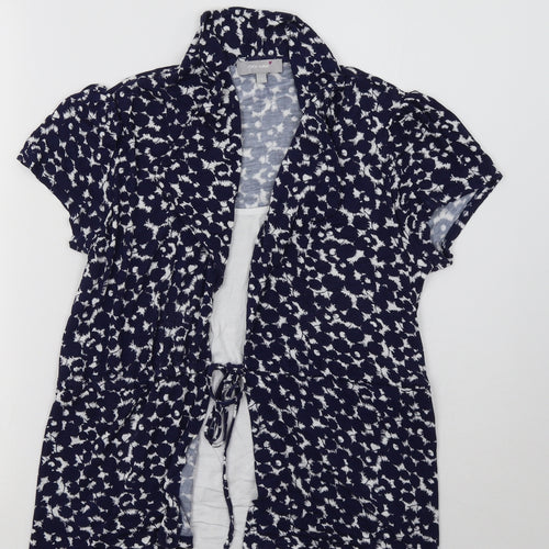 Per Una Womens Blue Geometric  Basic Blouse Size 12