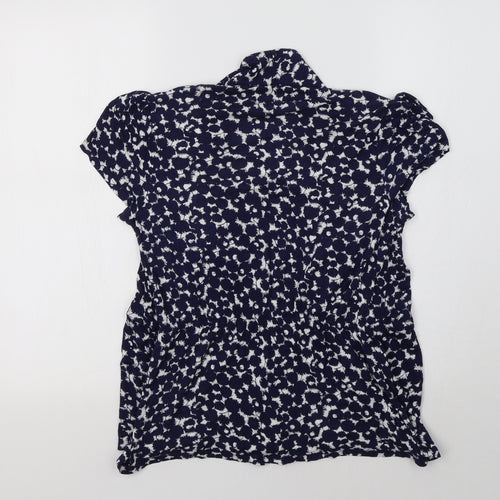 Per Una Womens Blue Geometric  Basic Blouse Size 12