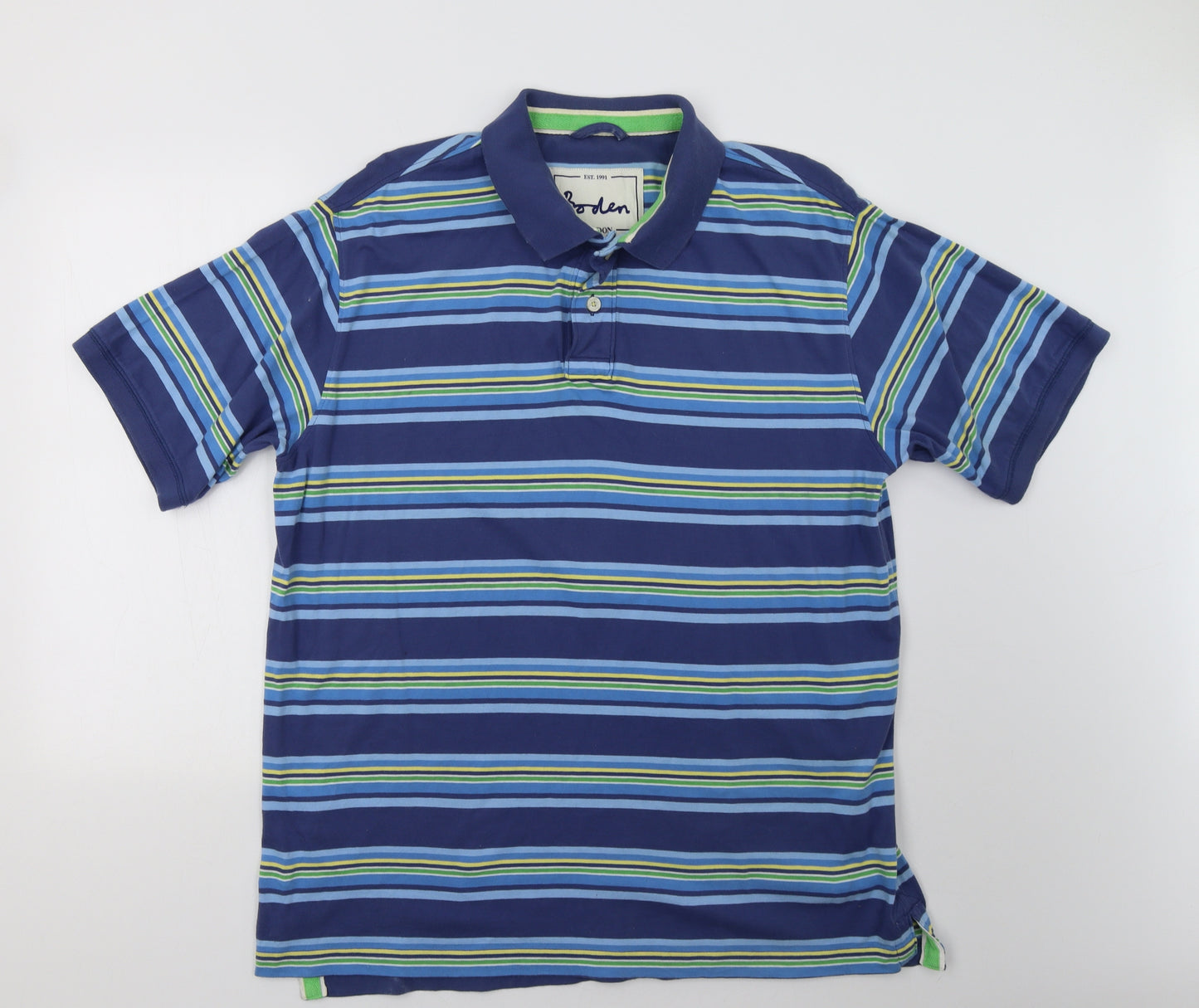 Boden Mens Blue Striped   Polo Size XL