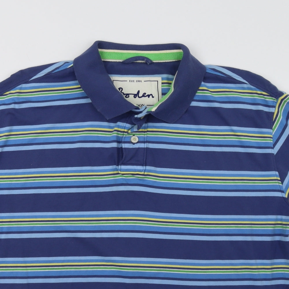 Boden Mens Blue Striped   Polo Size XL
