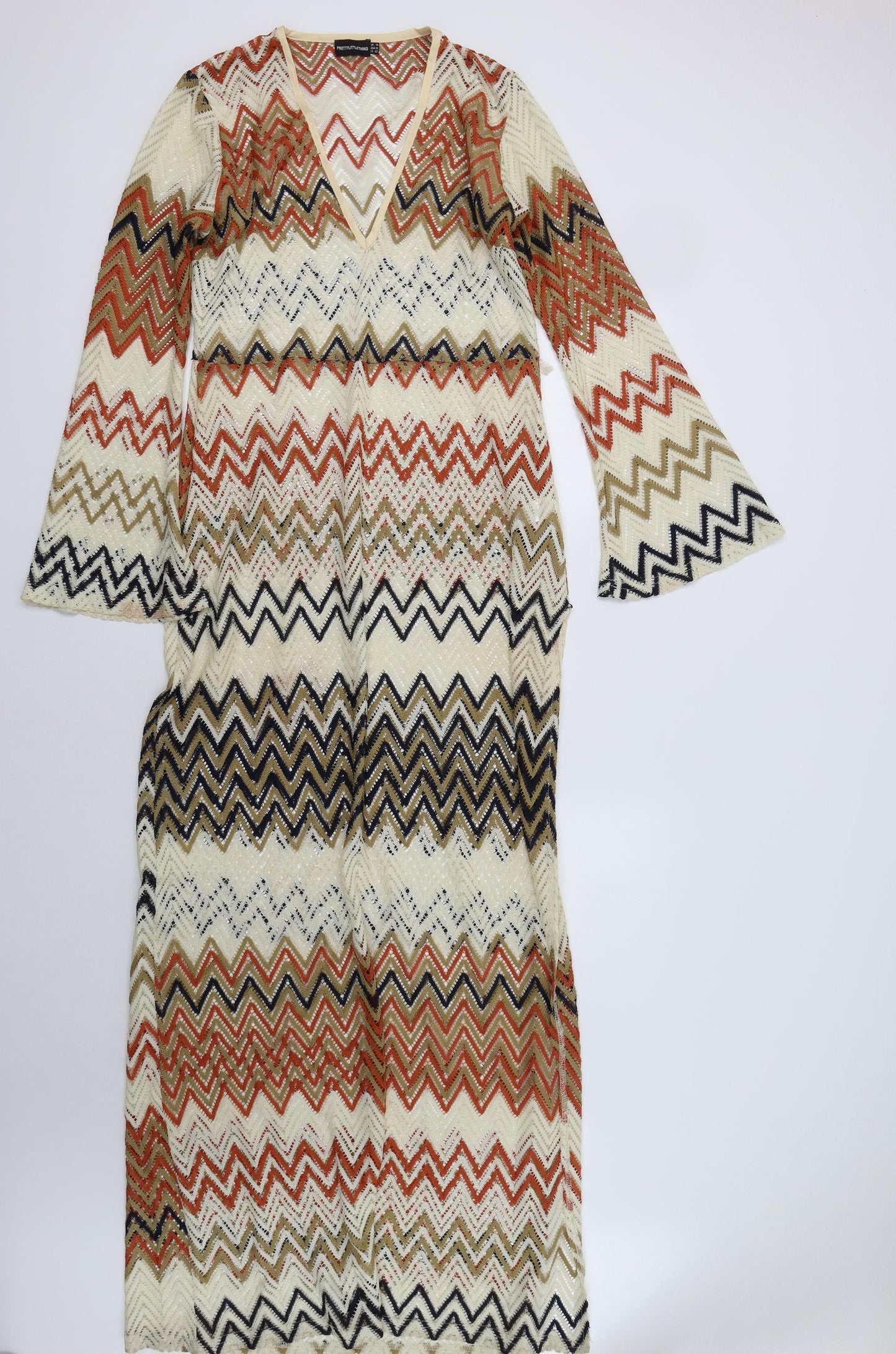 PRETTYLITTLETHING Womens Beige Striped  Maxi  Size 14