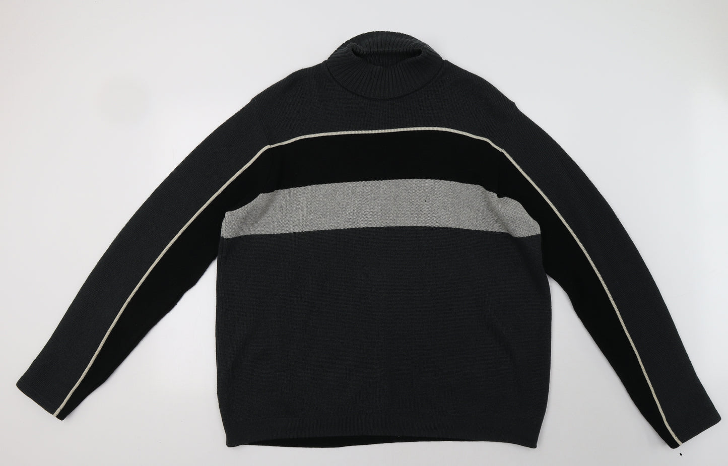 Burton Mens Grey Striped  Pullover Jumper Size 2XL