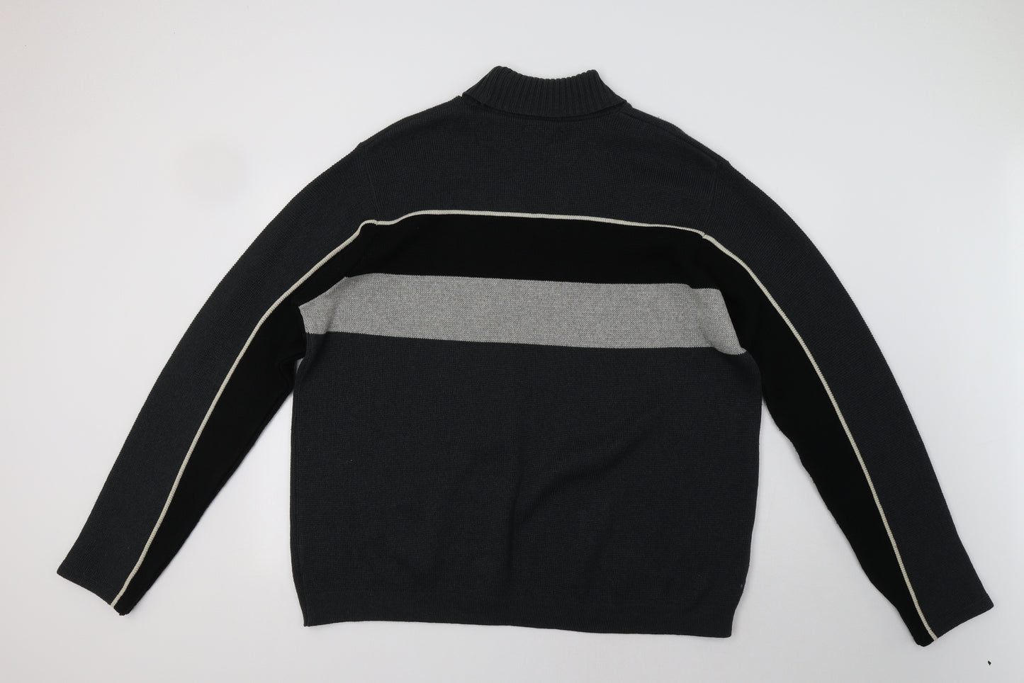 Burton Mens Grey Striped  Pullover Jumper Size 2XL