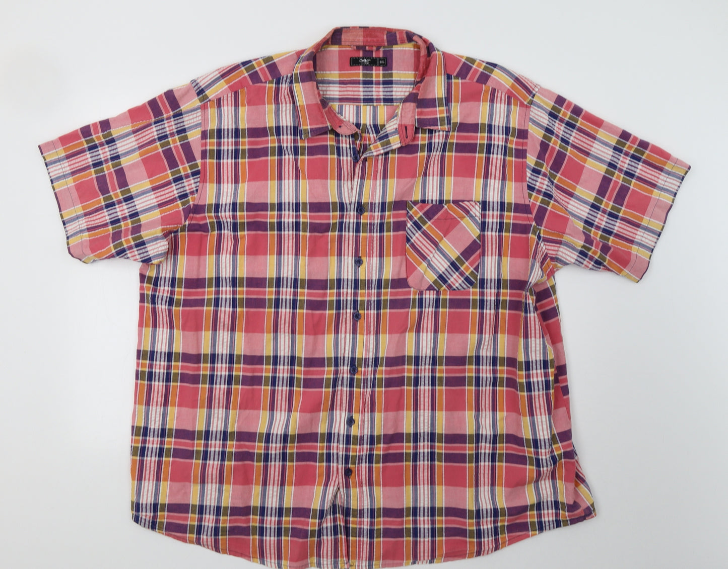 Cotton Traders Mens Pink Check   Button-Up Size 3XL