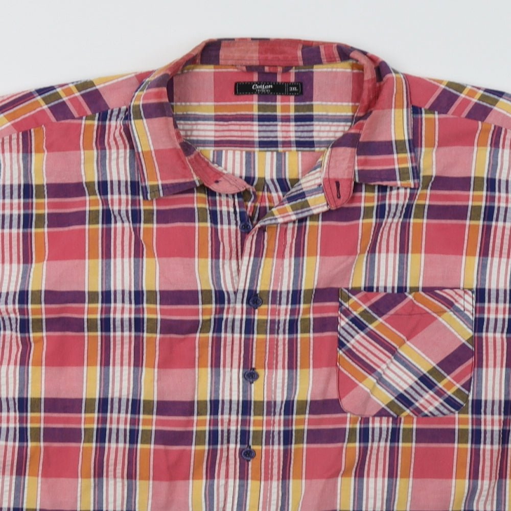 Cotton Traders Mens Pink Check   Button-Up Size 3XL