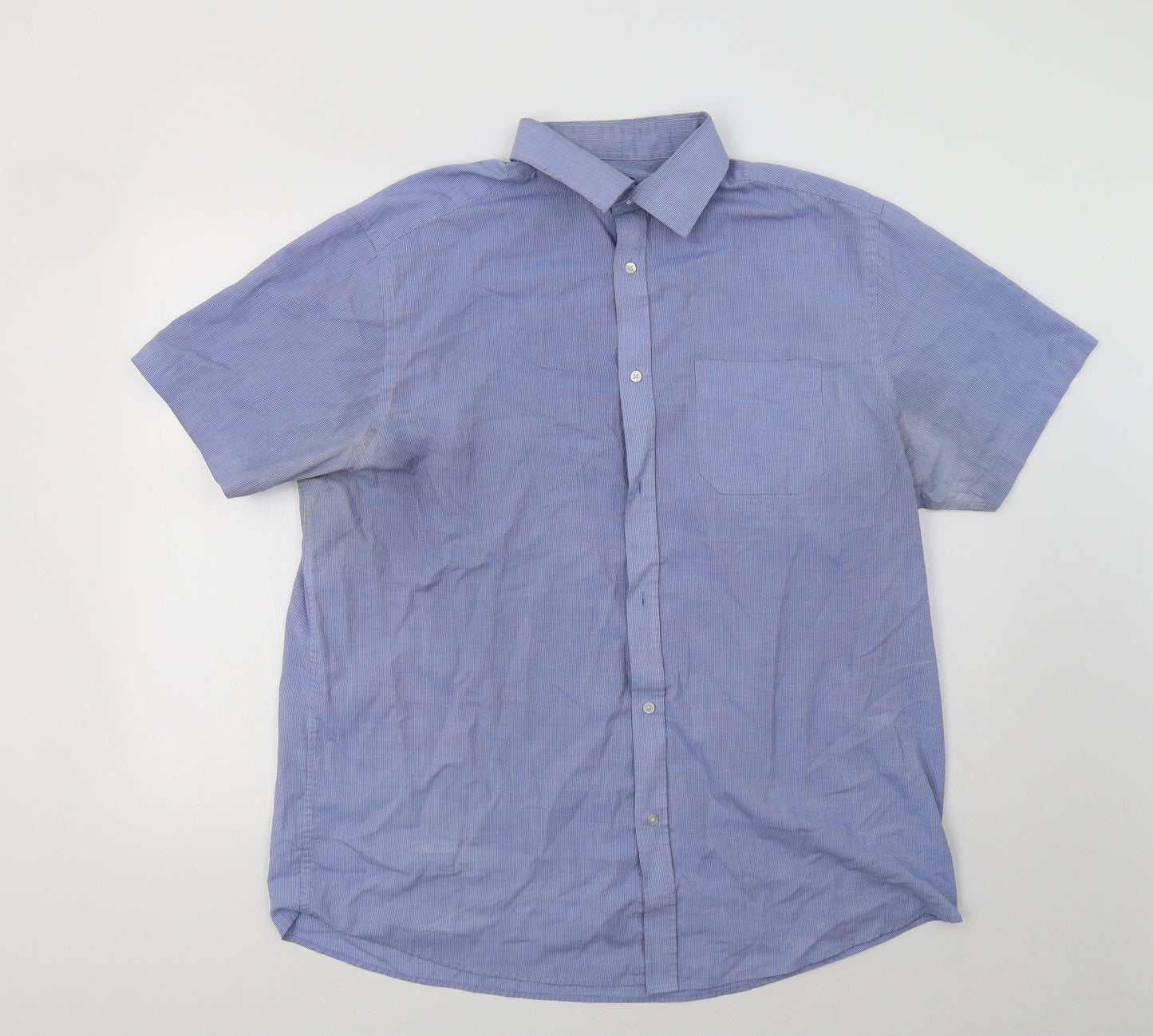 Debenhams Mens Blue Check   Dress Shirt Size 17.5