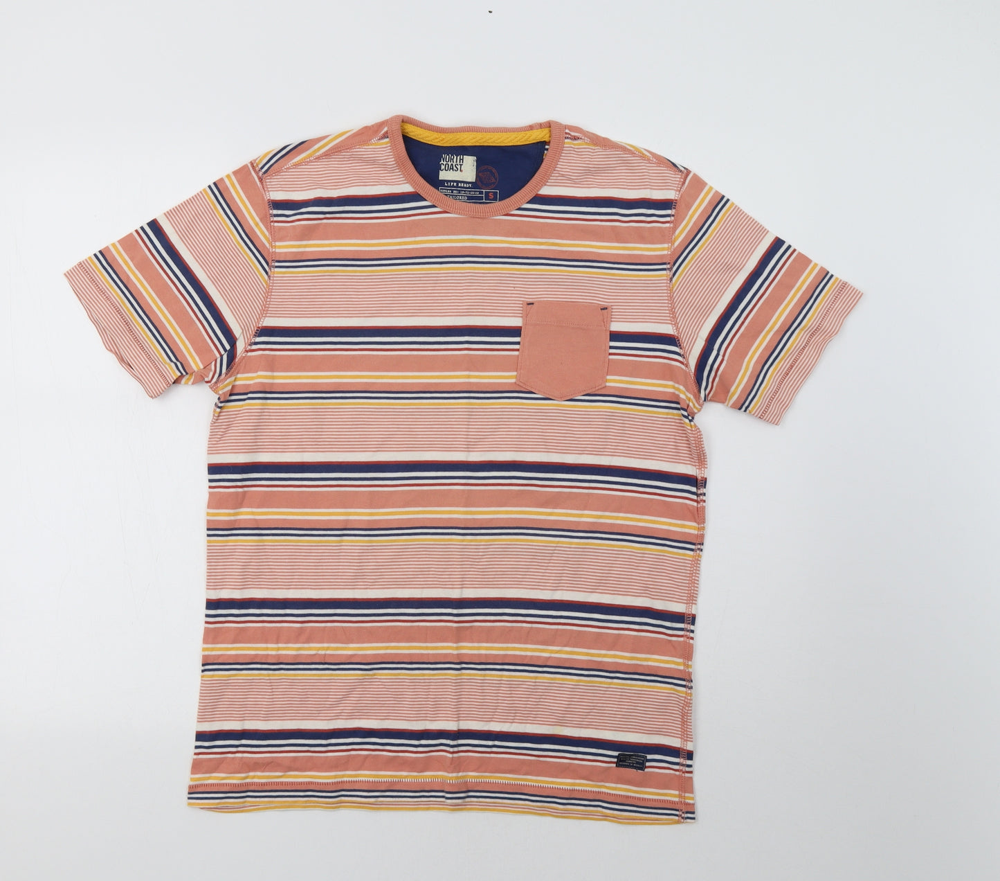 M&S Mens Pink Striped   T-Shirt Size S