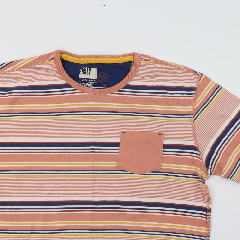 M&S Mens Pink Striped   T-Shirt Size S