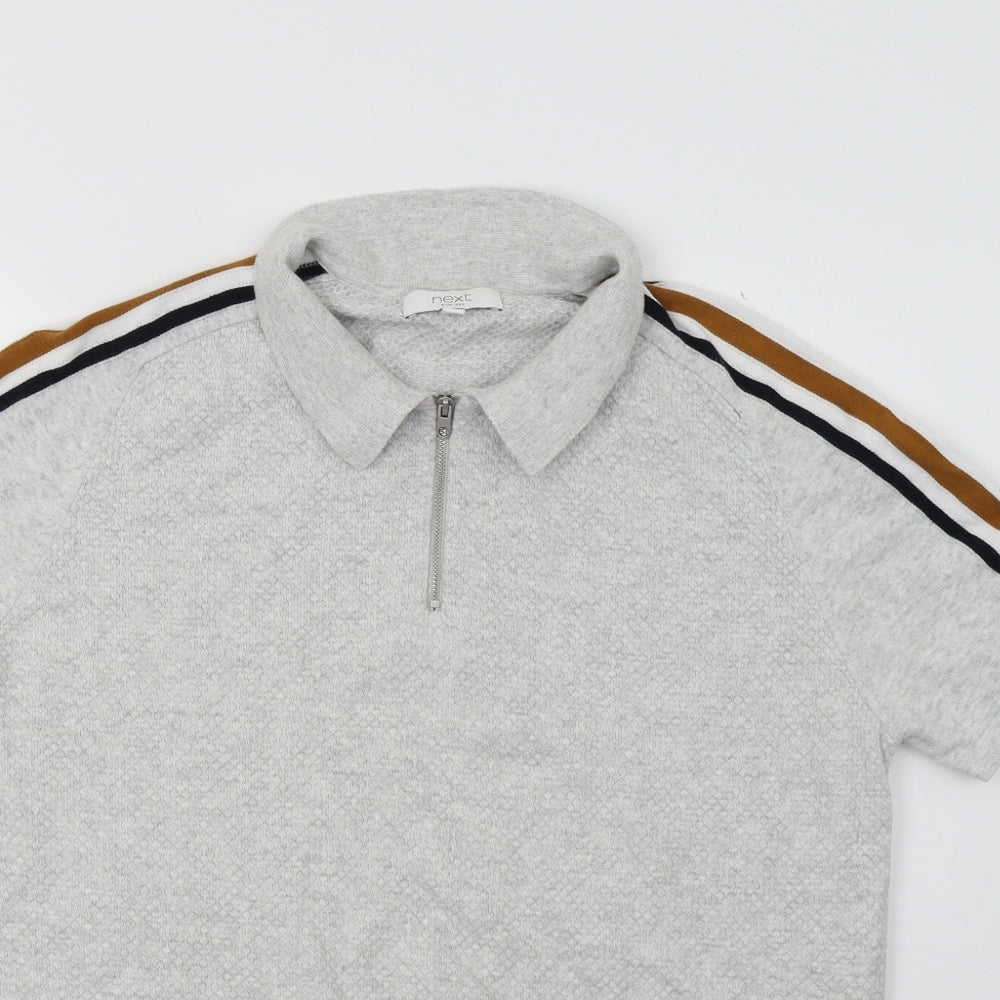 NEXT Mens Grey Striped   Polo Size L