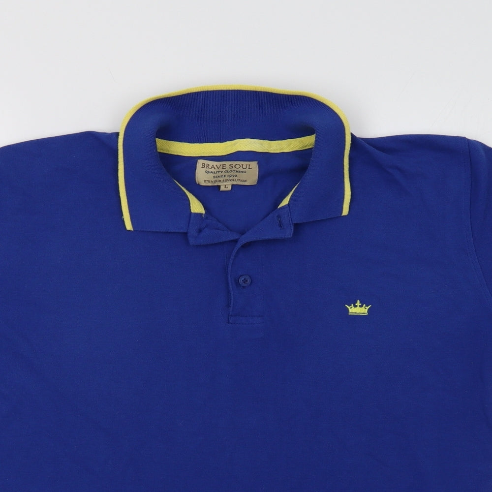 Brave Soul Mens Blue    Polo Size L